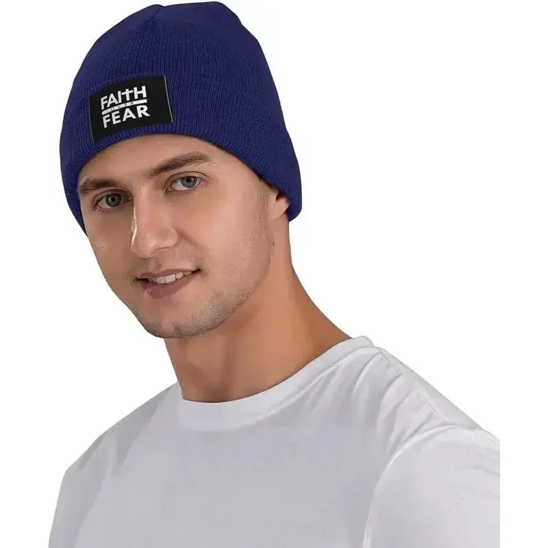 Faith Over Fear Christian Beanie – Warm Knit Hat with Bible Quote Design