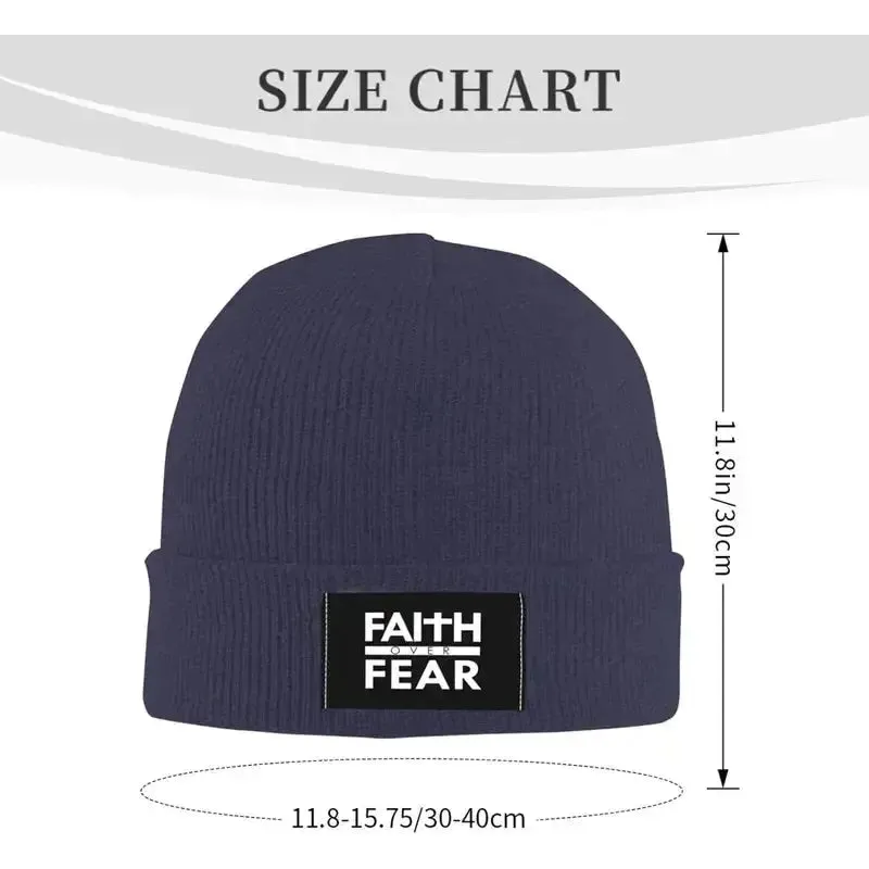 Faith Over Fear Christian Beanie – Warm Knit Hat with Bible Quote Design