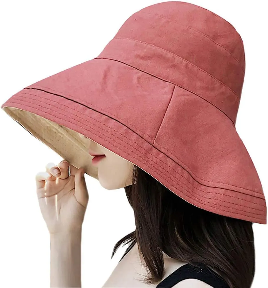 FaroDor Women's Reversible Bucket Hat UV Protection Packable Travel Cap Wide Brim Sun Hats