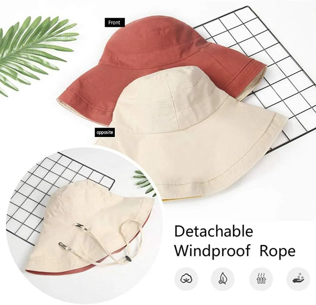 FaroDor Women's Reversible Bucket Hat UV Protection Packable Travel Cap Wide Brim Sun Hats