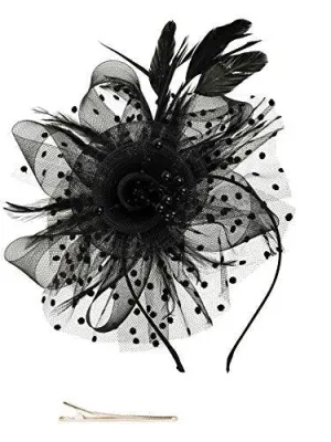 Fascinators Hat for Women Tea Party Headband Kentucky Derby Wedding Cocktail Flower Mesh Feathers Hair Clip