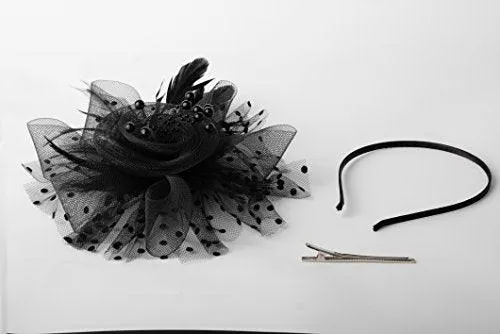 Fascinators Hat for Women Tea Party Headband Kentucky Derby Wedding Cocktail Flower Mesh Feathers Hair Clip