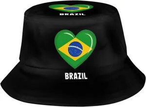 Fashion Brazil Brazilian Flag Bucket Hat Wide Brim UV Protection Sun Hat Boonie Hats Outdoor Hats for Men Women