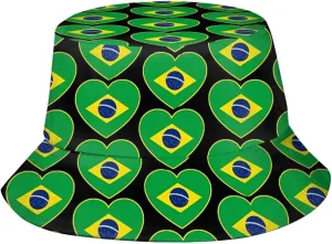 Fashion Brazil Brazilian Flag Bucket Hat Wide Brim UV Protection Sun Hat Boonie Hats Outdoor Hats for Men Women