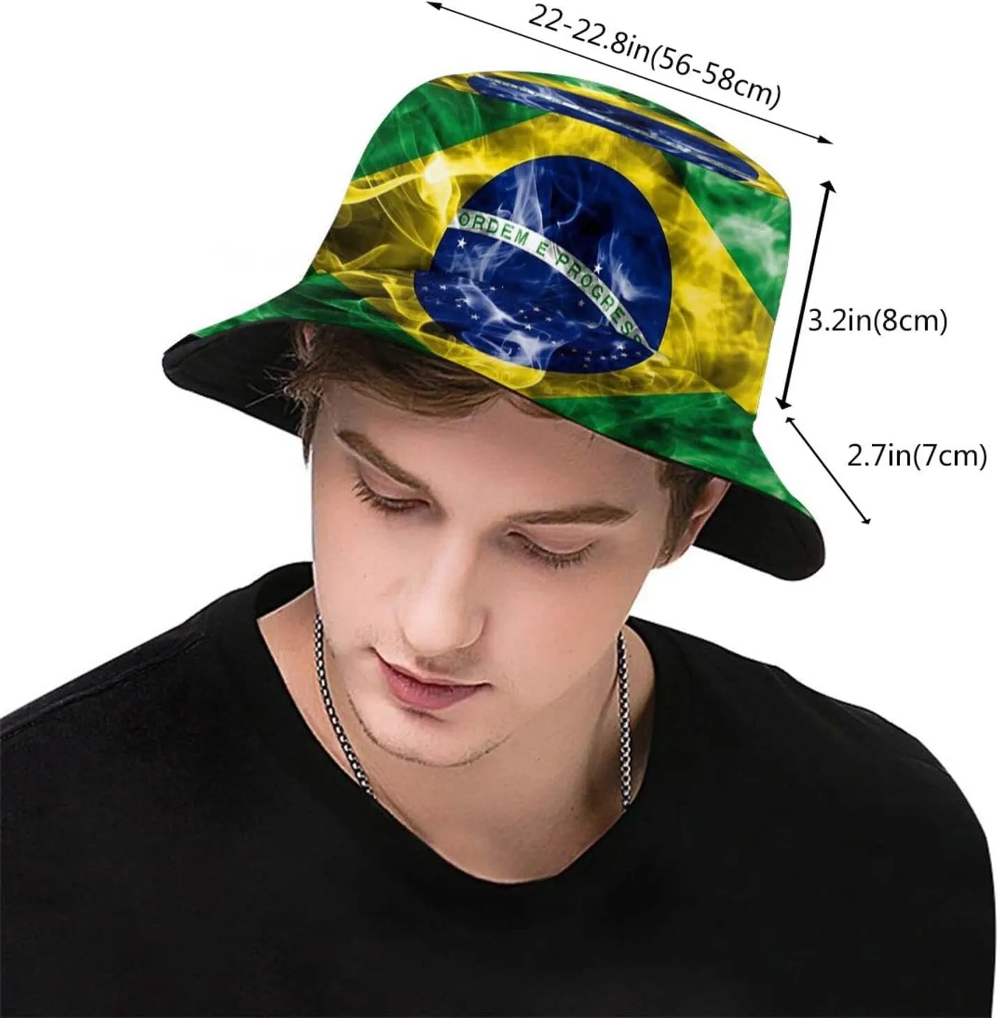 Fashion Brazil Brazilian Flag Bucket Hat Wide Brim UV Protection Sun Hat Boonie Hats Outdoor Hats for Men Women