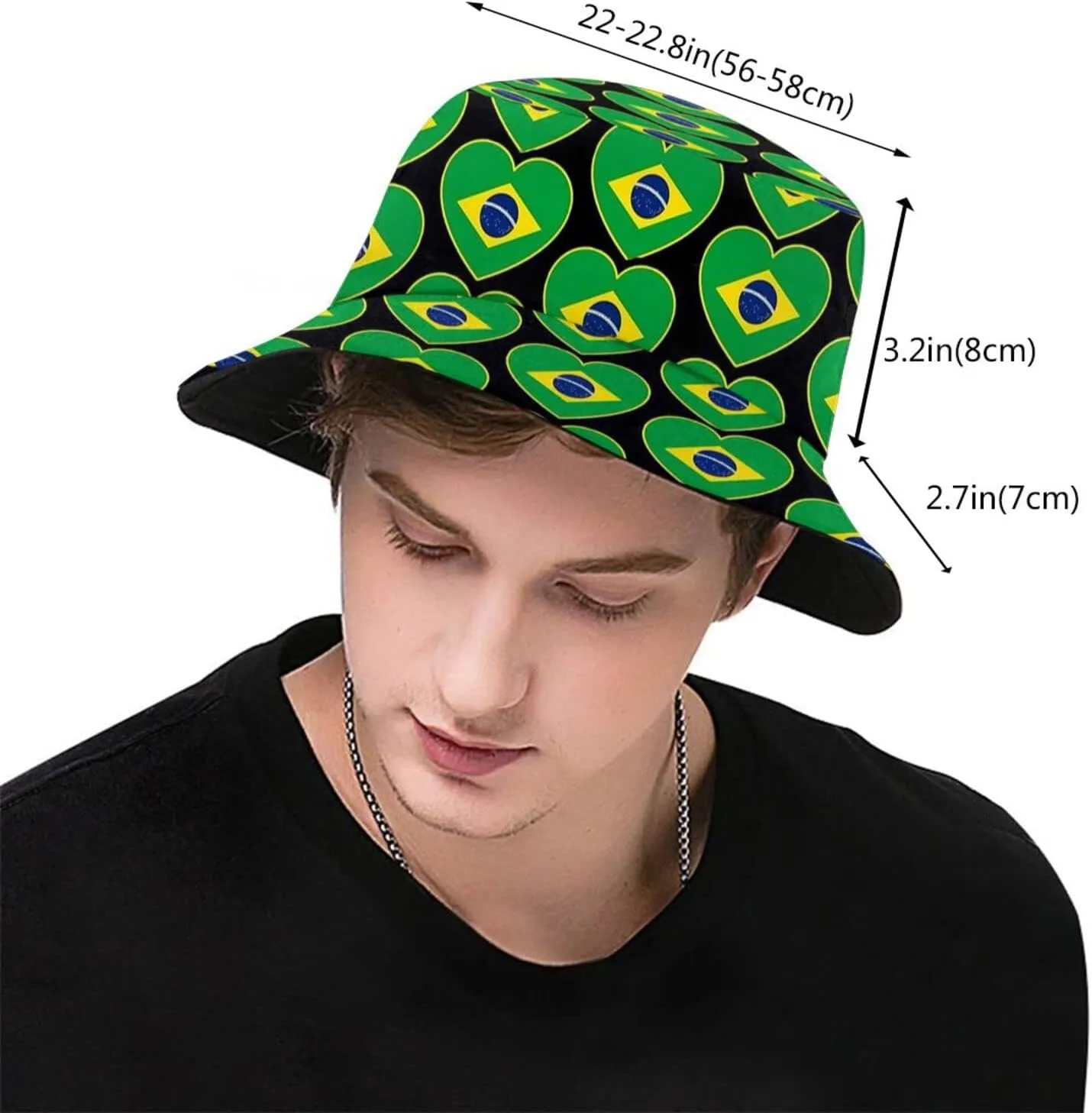 Fashion Brazil Brazilian Flag Bucket Hat Wide Brim UV Protection Sun Hat Boonie Hats Outdoor Hats for Men Women