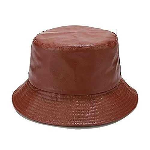 Fashion Bucket Hat PU Leather Rain Hat Waterproof Fishmen Cap