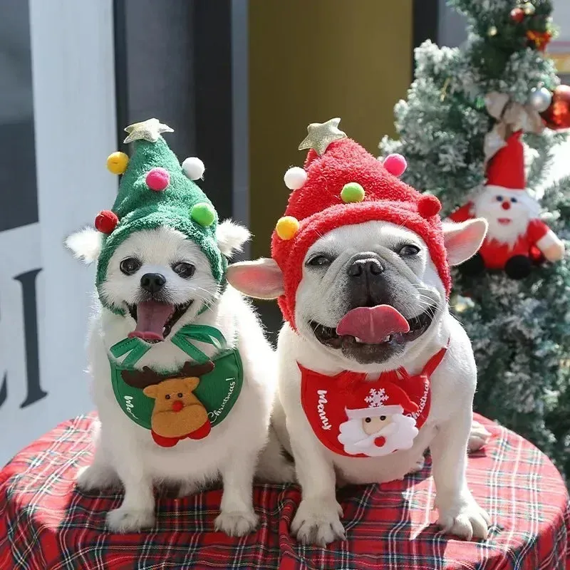 Festive Pet Cosplay Costumes – Christmas Hats, Scarves, and Bat Wings for Cats and Dogs