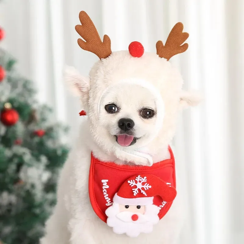 Festive Pet Cosplay Costumes – Christmas Hats, Scarves, and Bat Wings for Cats and Dogs