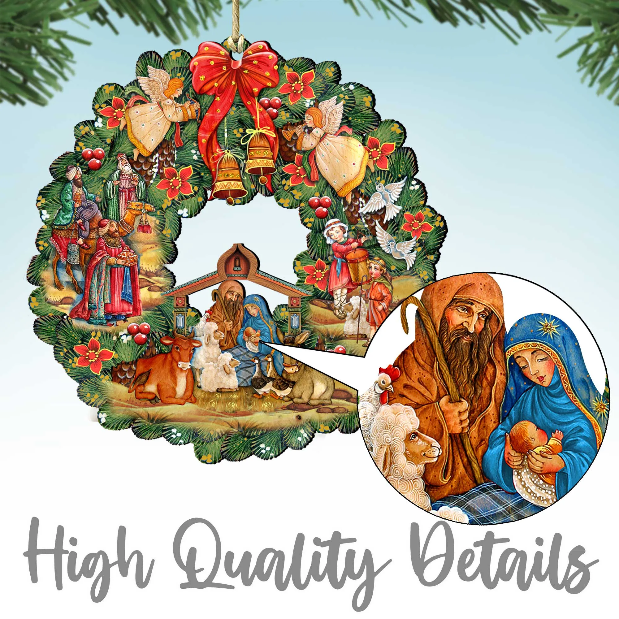 Fishing Boat in Alaska's Mountains Wooden Ornaments by G.Debrekht - Wildlife Holiday Decor - 870068