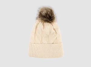 FitVille Women's Knit Beanie with Faux Fur Pom Pom