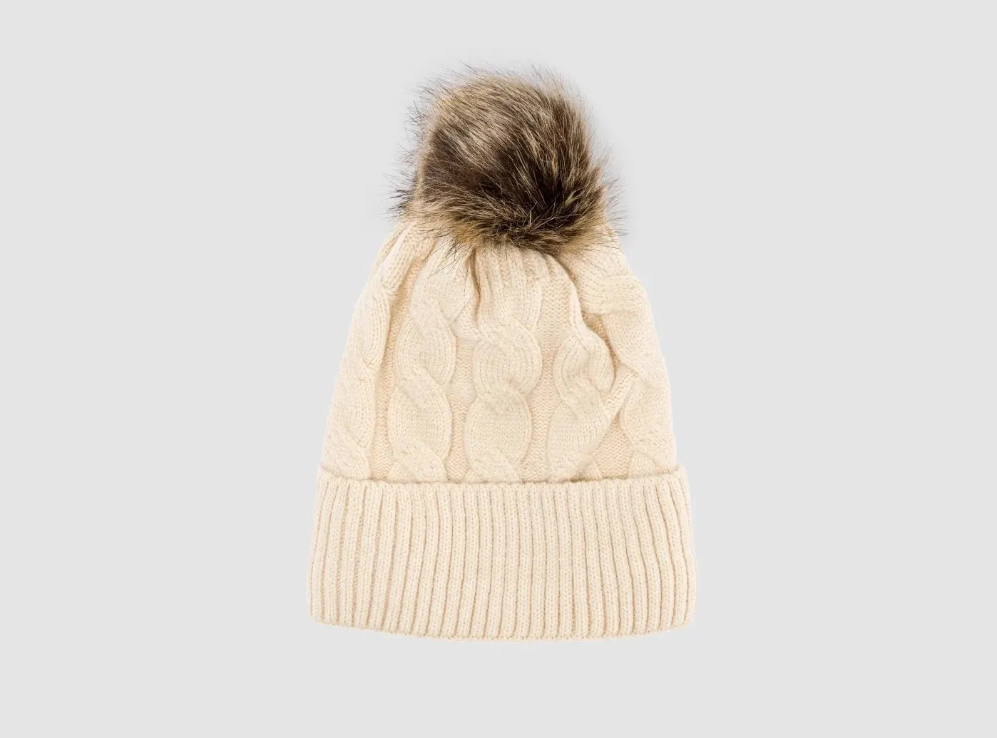 FitVille Women's Knit Beanie with Faux Fur Pom Pom