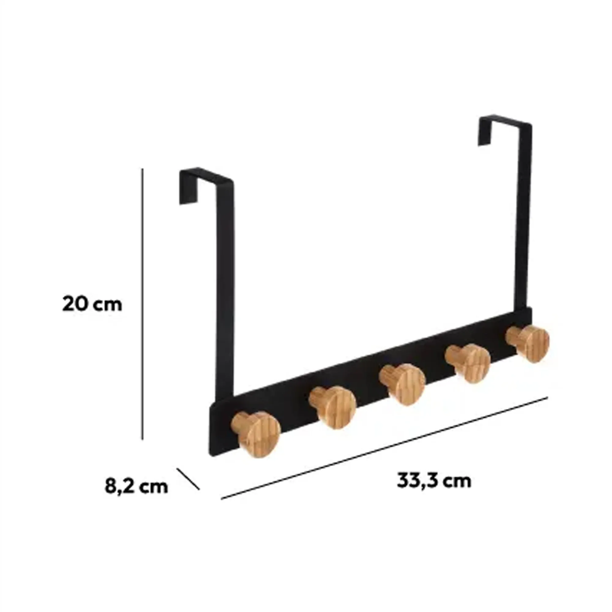 Five 5 Hook Coat Hanger Black