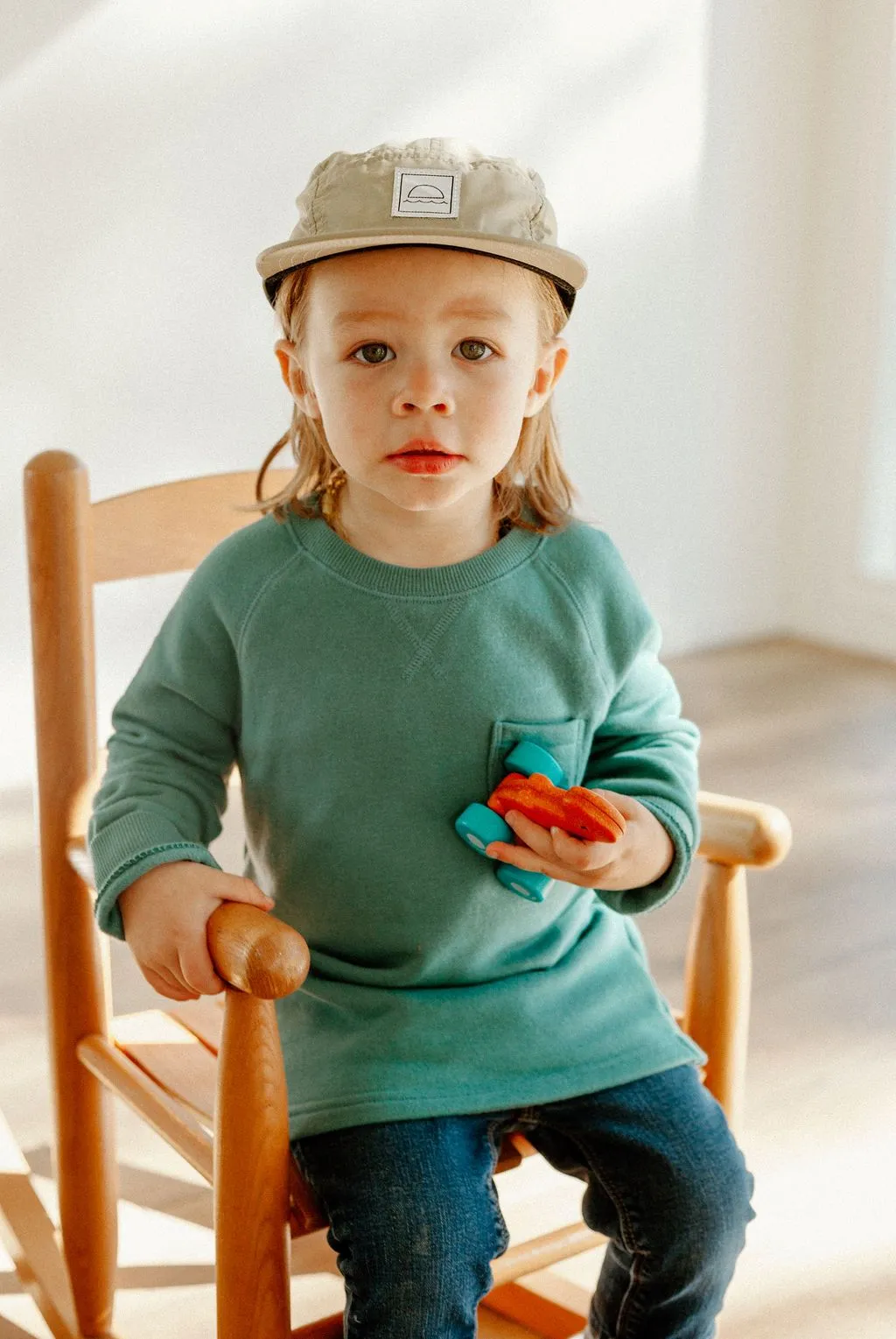 Five-Panel Cap in Sage - Flat Bill Hat