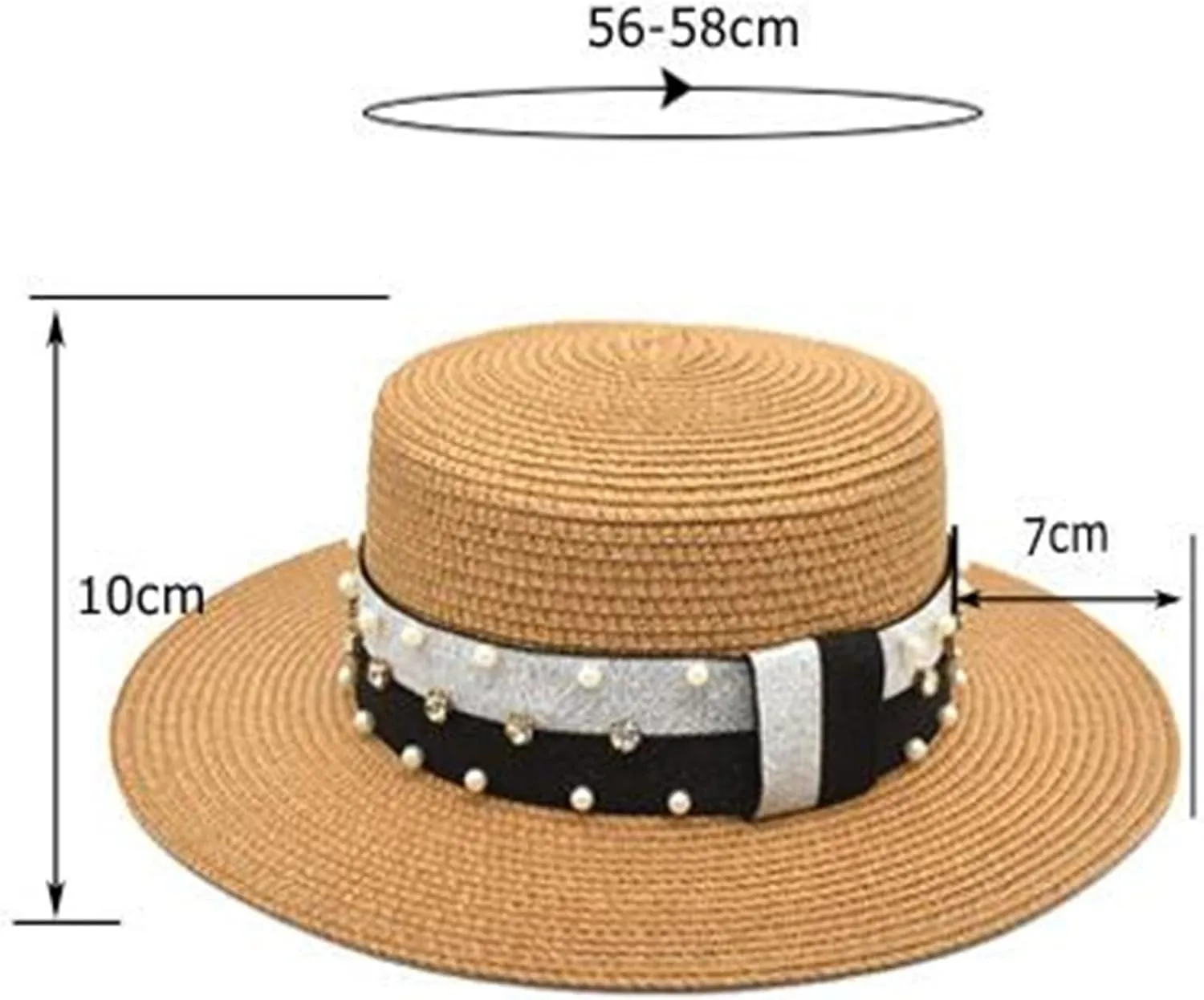 Flat Top Straw Cap for Womens Wide Brim Sunshade Bucket Hat Summer Sunscreen Beach Hat Sun Visor Hat