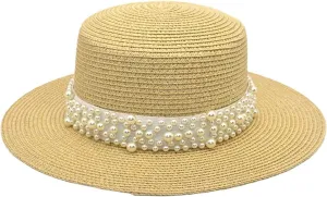 Flat Top Straw Cap for Womens Wide Brim Sunshade Bucket Hat Summer Sunscreen Beach Hat Sun Visor Hat
