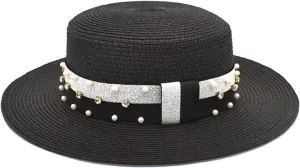Flat Top Straw Cap for Womens Wide Brim Sunshade Bucket Hat Summer Sunscreen Beach Hat Sun Visor Hat