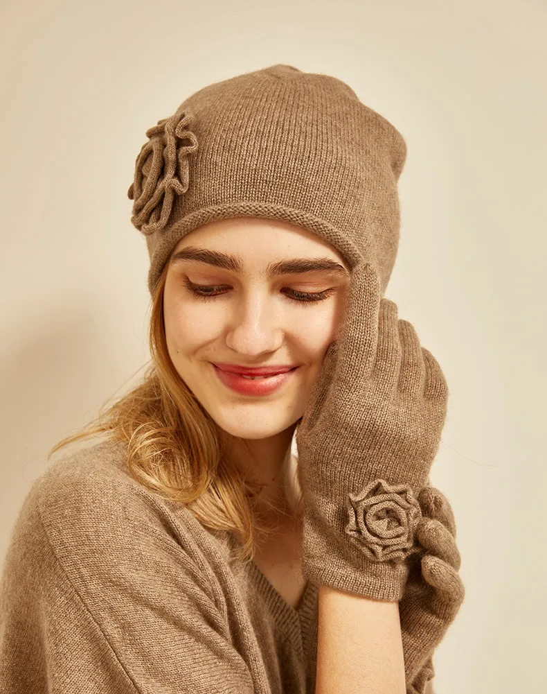 Flower hat glove set