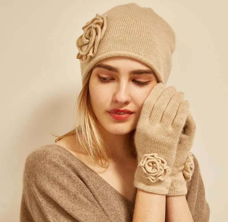 Flower hat glove set