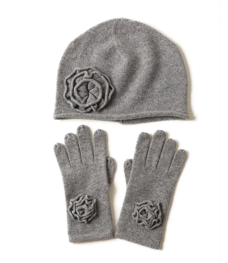 Flower hat glove set