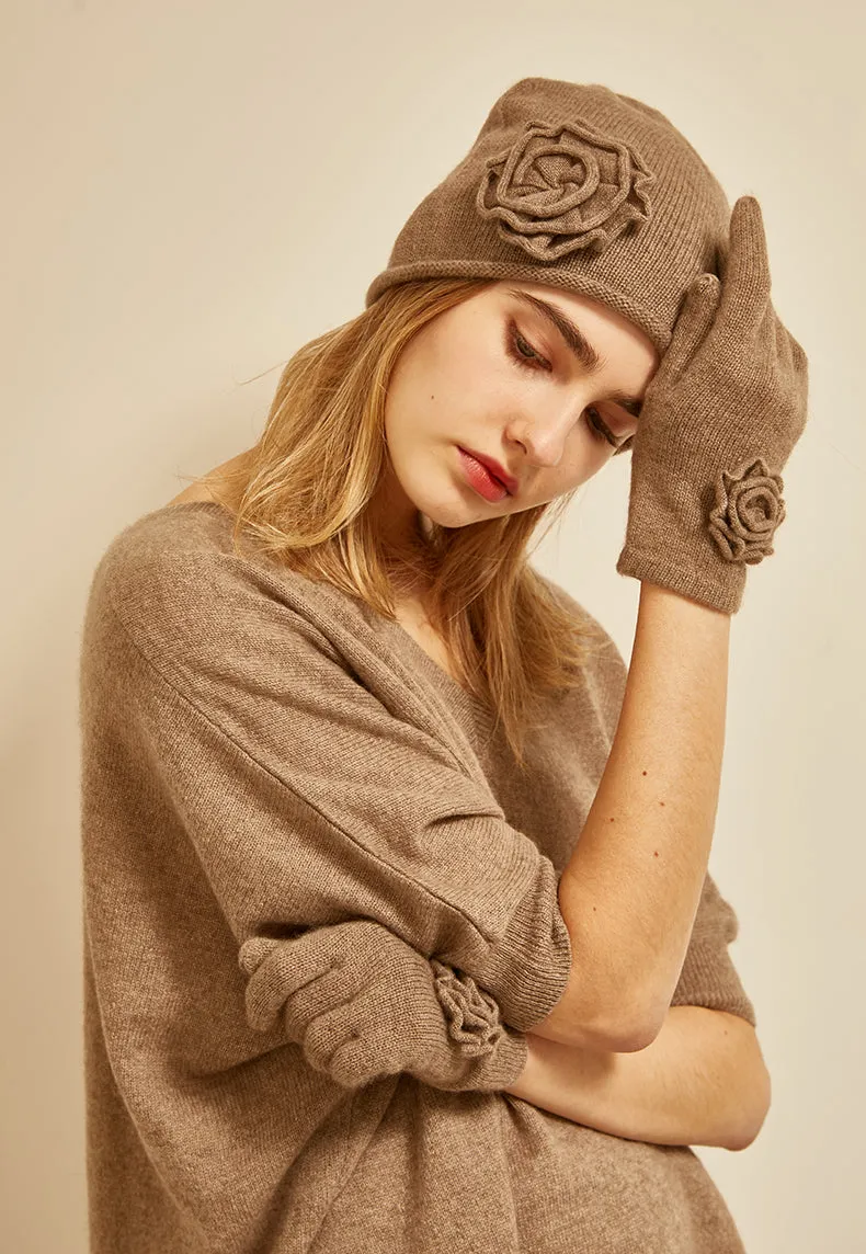Flower hat glove set