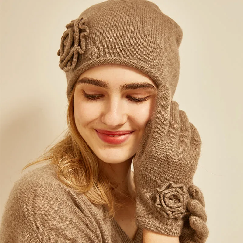 Flower hat glove set