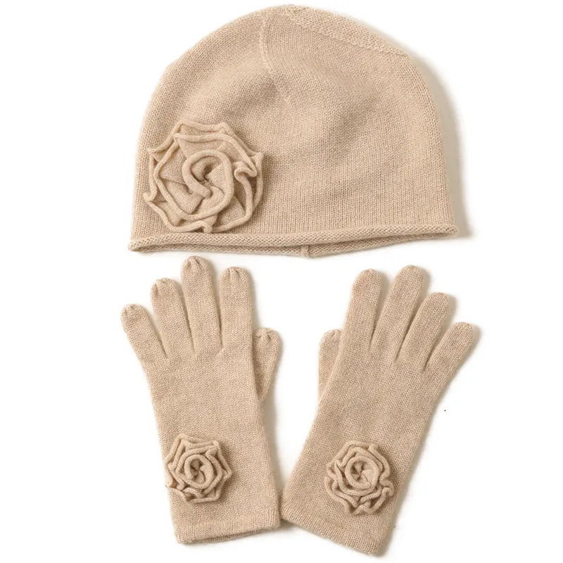 Flower hat glove set