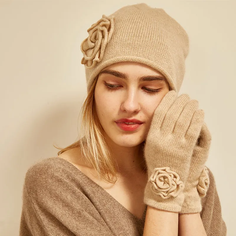 Flower hat glove set
