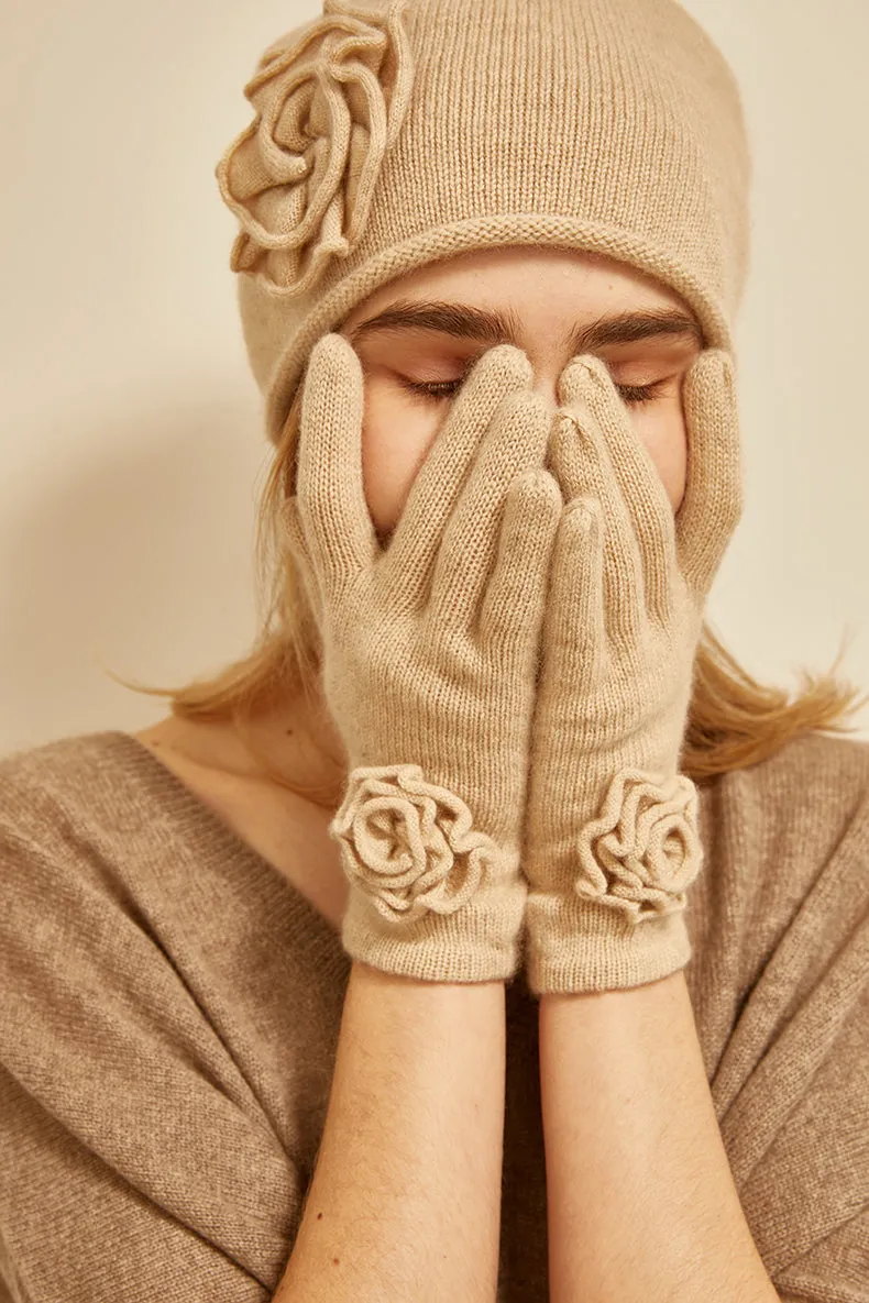 Flower hat glove set