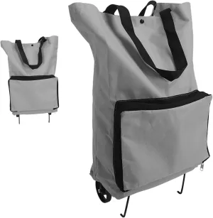 Foldable Shopping Trolley with Wheels, Collapsible Trolley Bag,Shopping Trolley, 2 in 1 Shopping Trolley, Oxford Fabric Foldable Reusable Shopping Cart Trolley for Supermarket Travel Camping