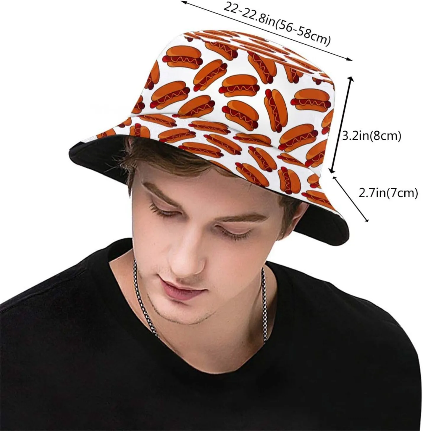 Food Pattern Bucket Hat Funny Sun Hat Fashion Fisherman Cap for Women Men