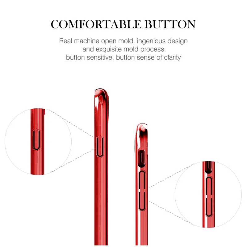 For Apple iPhone 8 7/ Plus Case Gold/ Red/ Black Plated Clear PC Hard Back Cover With Crystals from Swarovski Rhinestone Cases