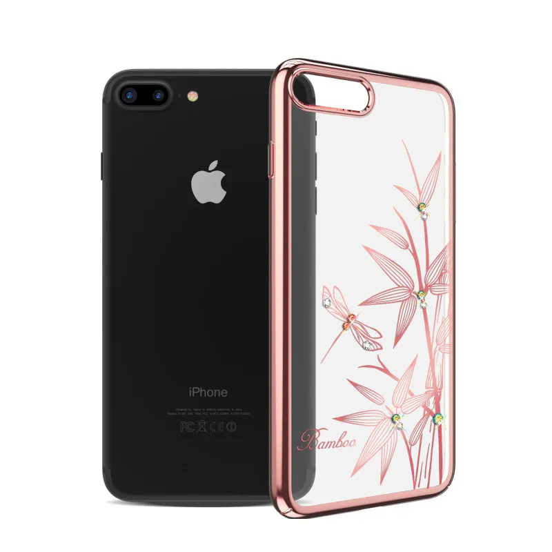For Apple iPhone 8 7/ Plus Case Gold/ Red/ Black Plated Clear PC Hard Back Cover With Crystals from Swarovski Rhinestone Cases