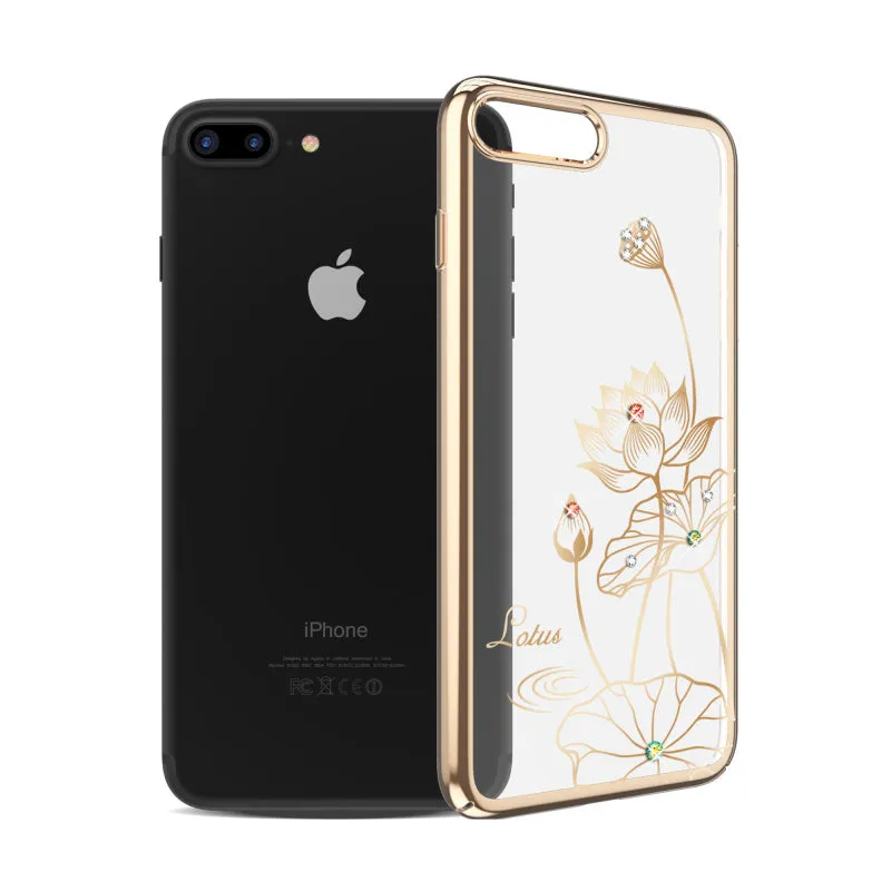 For Apple iPhone 8 7/ Plus Case Gold/ Red/ Black Plated Clear PC Hard Back Cover With Crystals from Swarovski Rhinestone Cases