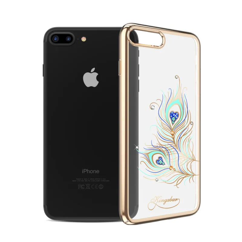 For Apple iPhone 8 7/ Plus Case Gold/ Red/ Black Plated Clear PC Hard Back Cover With Crystals from Swarovski Rhinestone Cases