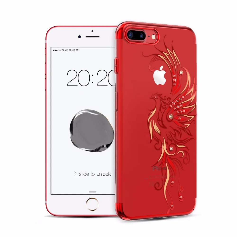 For Apple iPhone 8 7/ Plus Case Gold/ Red/ Black Plated Clear PC Hard Back Cover With Crystals from Swarovski Rhinestone Cases
