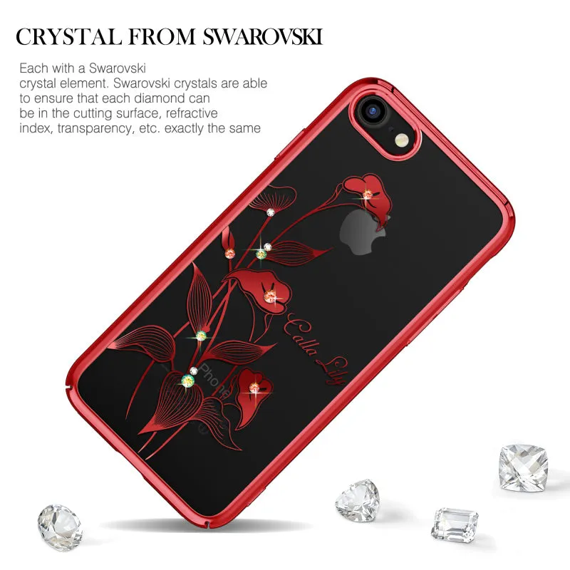 For Apple iPhone 8 7/ Plus Case Gold/ Red/ Black Plated Clear PC Hard Back Cover With Crystals from Swarovski Rhinestone Cases
