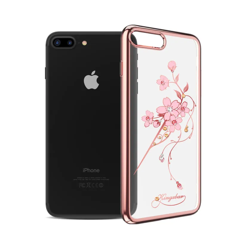 For Apple iPhone 8 7/ Plus Case Gold/ Red/ Black Plated Clear PC Hard Back Cover With Crystals from Swarovski Rhinestone Cases