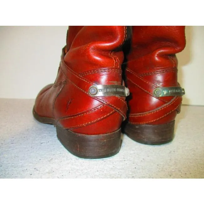 Frye Cognac Brown Classic Equestrian Inspired Knee High Bootsbooties Size Us