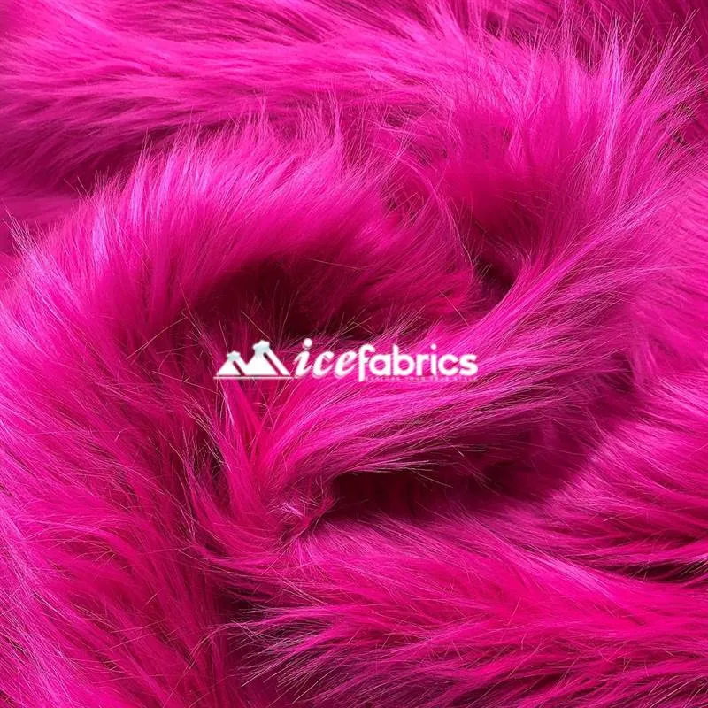 Fuchsia Shaggy Mohair Long Pile Faux Fur Fabric By The Yard