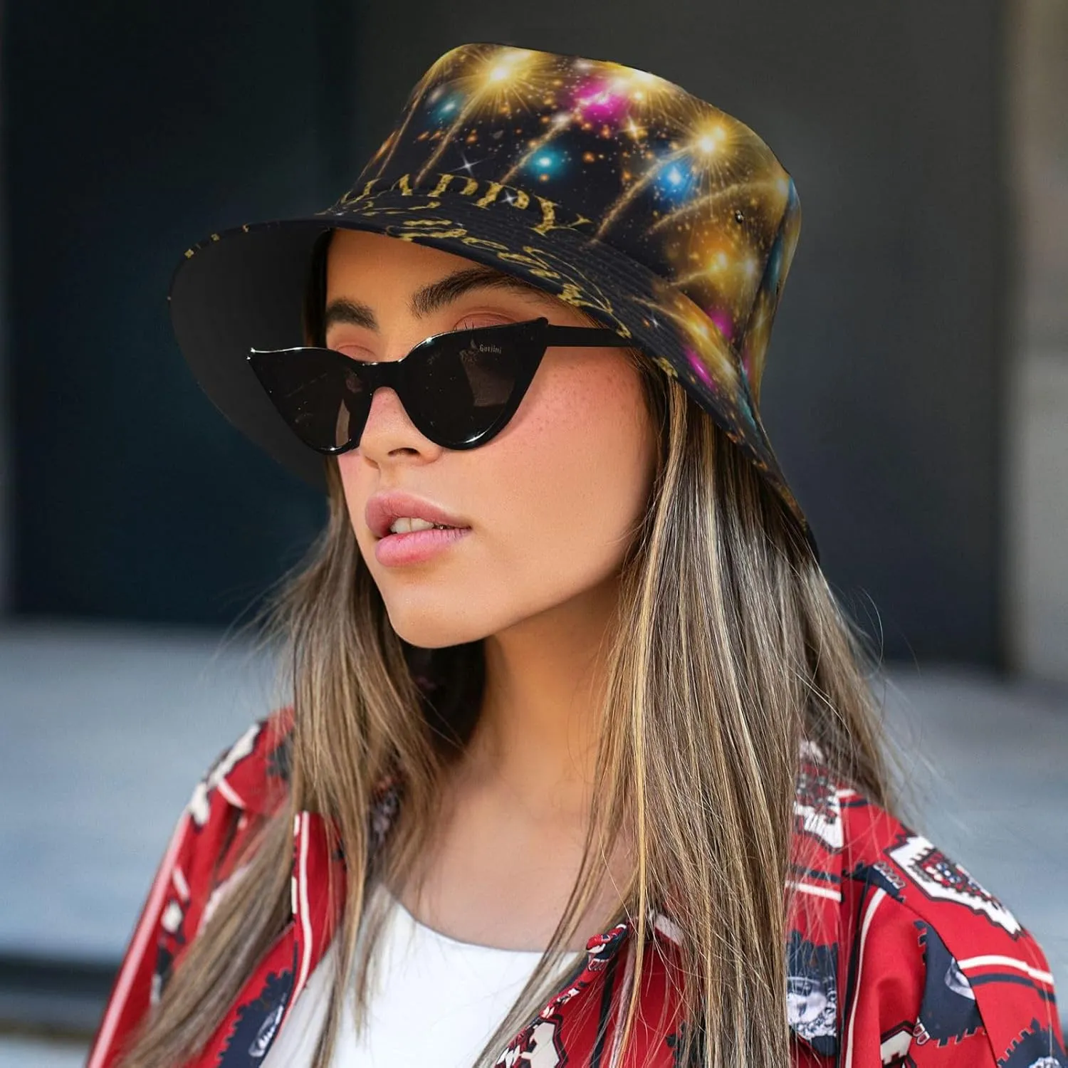 Funny Christmas Happy New Year Bucket Hats Sun Cap Packable Outdoor Holiday Hat Caps for Women Men