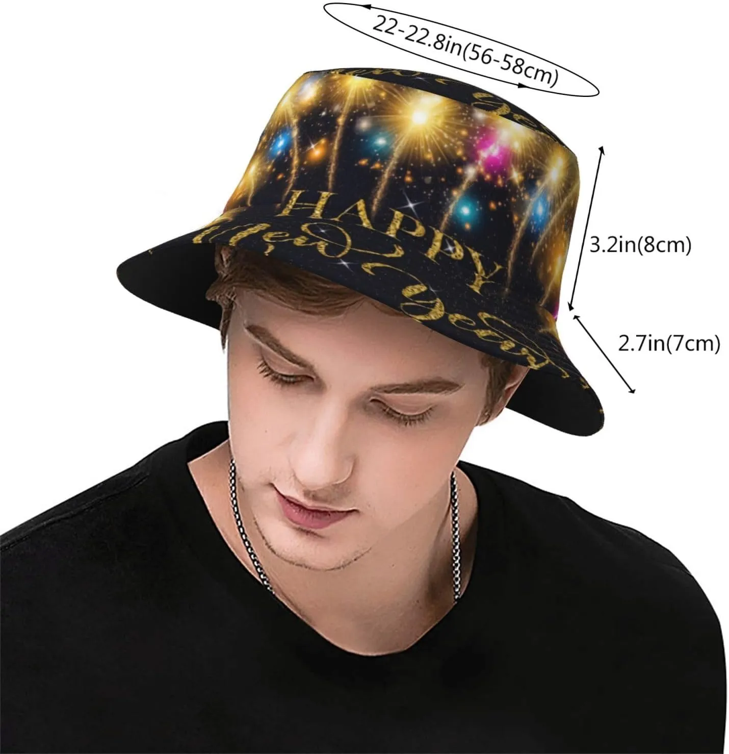Funny Christmas Happy New Year Bucket Hats Sun Cap Packable Outdoor Holiday Hat Caps for Women Men