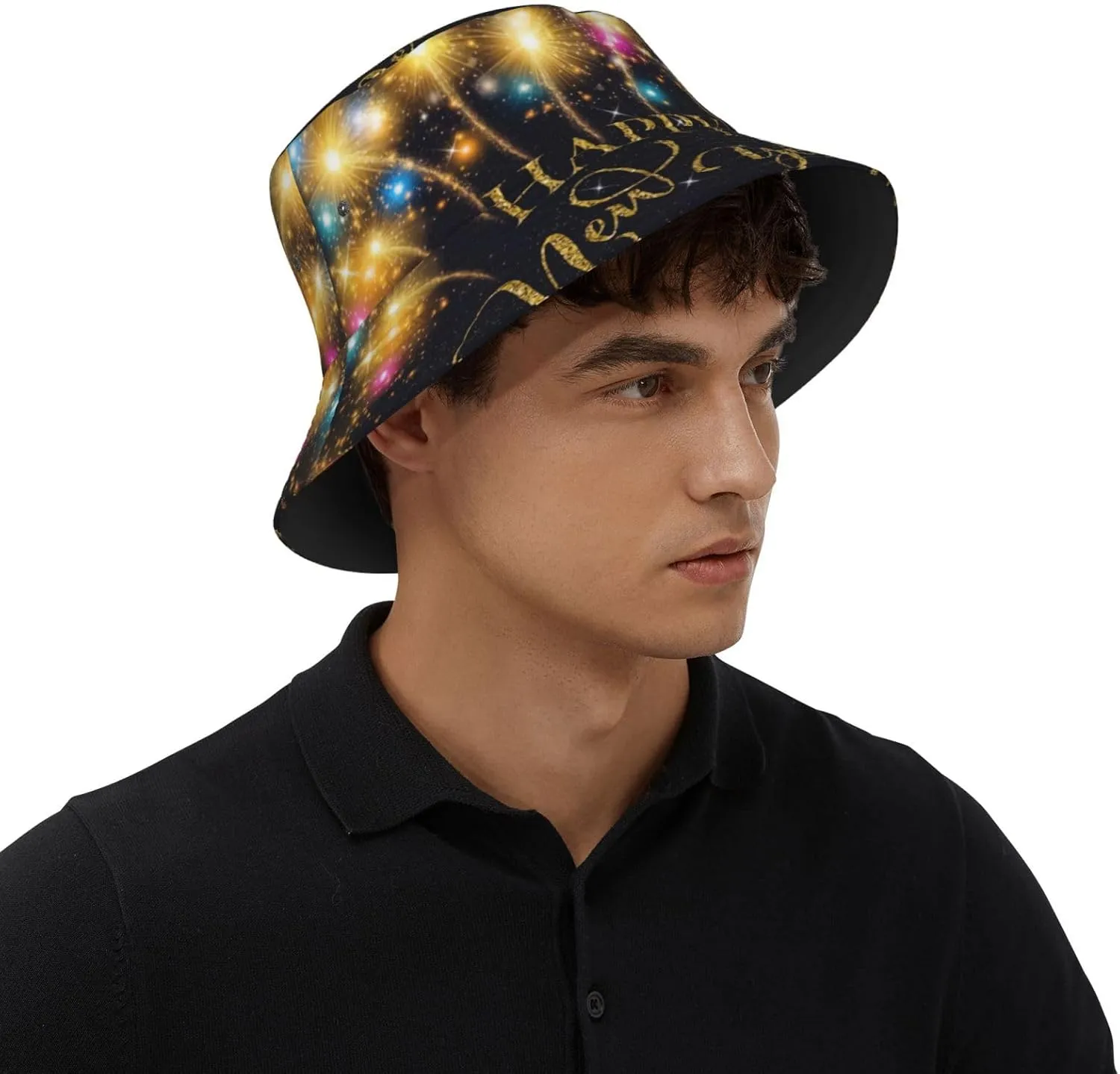 Funny Christmas Happy New Year Bucket Hats Sun Cap Packable Outdoor Holiday Hat Caps for Women Men