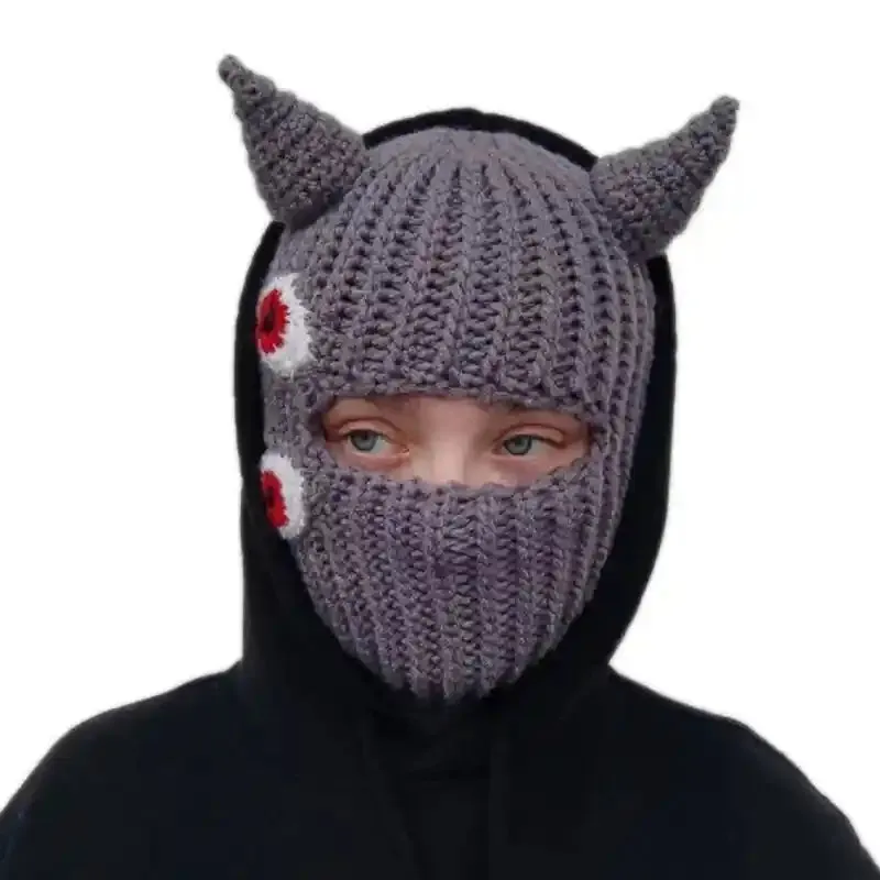 Funny Devil Horn Balaclava Hooded Mask
