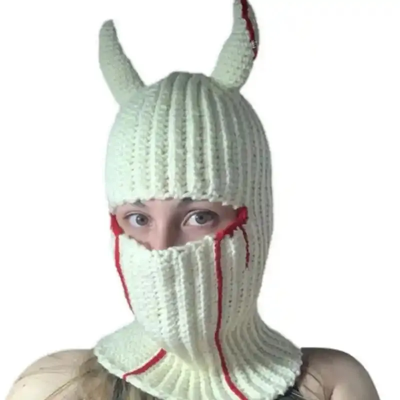 Funny Devil Horn Balaclava Hooded Mask