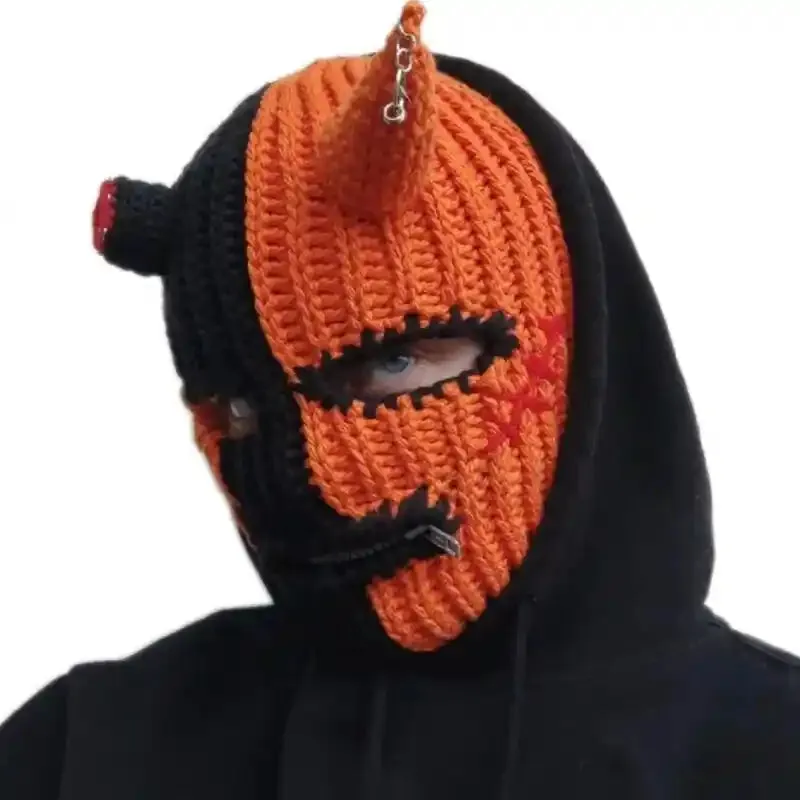 Funny Devil Horn Balaclava Hooded Mask