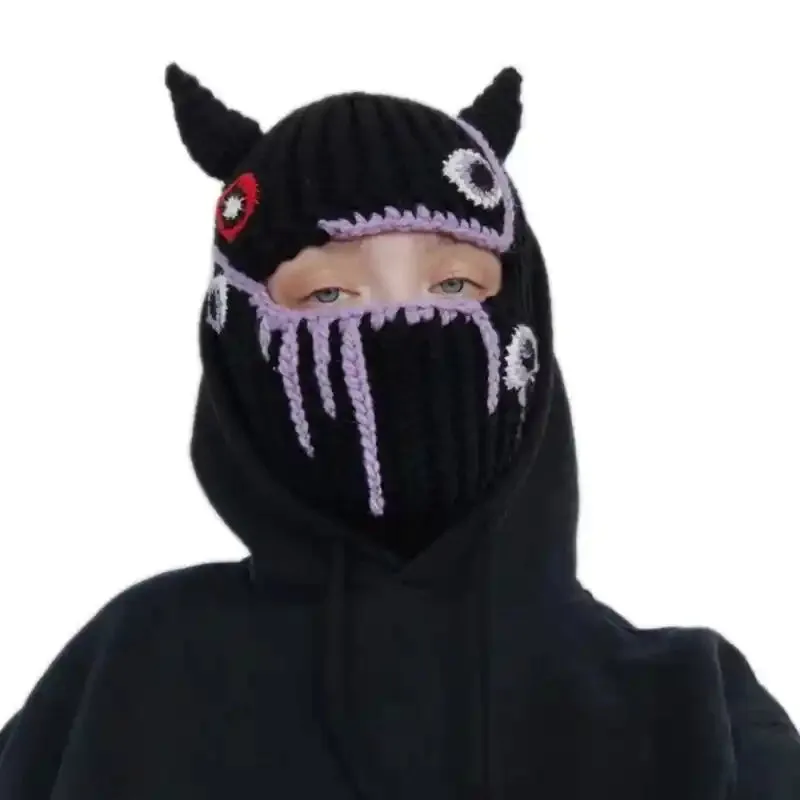 Funny Devil Horn Balaclava Hooded Mask