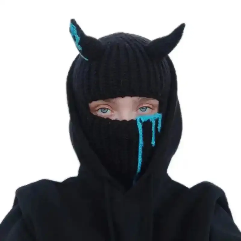 Funny Devil Horn Balaclava Hooded Mask