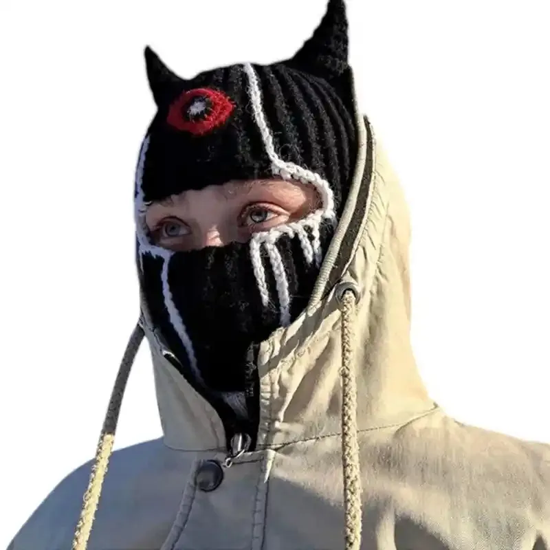 Funny Devil Horn Balaclava Hooded Mask