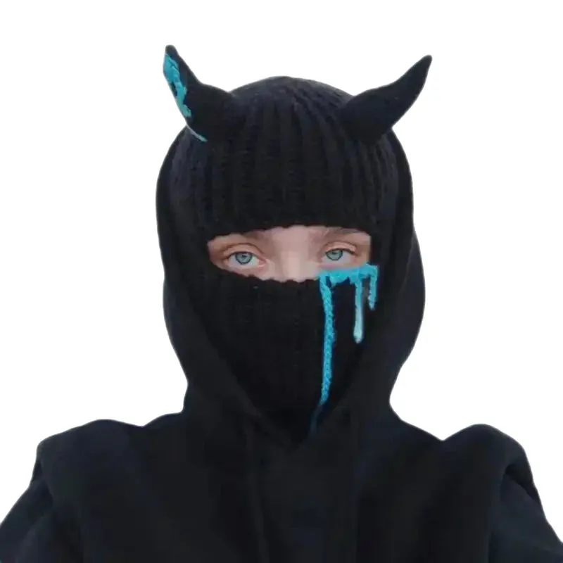 Funny Devil Horn Balaclava Hooded Mask